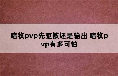 暗牧pvp先驱散还是输出 暗牧pvp有多可怕